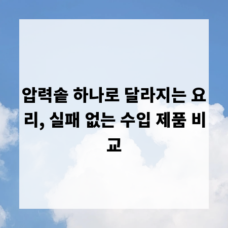 압력솥 하나로 달라지는 요리, 실패 없는 수입 제품 비교