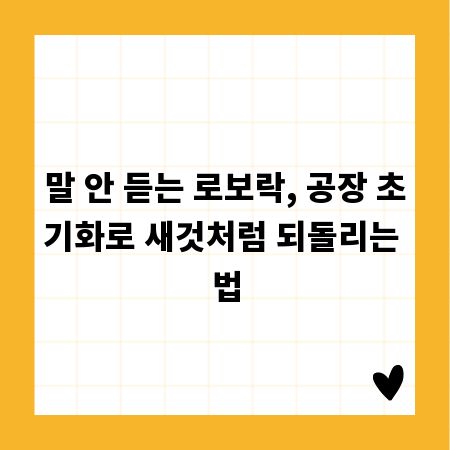 말 안 듣는 로보락, 공장 초기화로 새것처럼 되돌리는 법