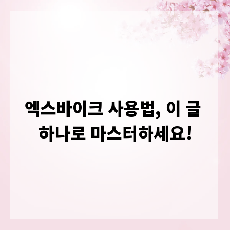 엑스바이크 사용법, 이 글 하나로 마스터하세요!