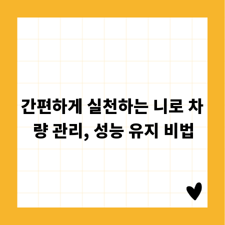 간편하게 실천하는 니로 차량 관리, 성능 유지 비법