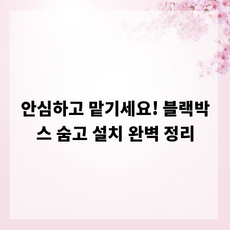 안심하고 맡기세요! 블랙박스 숨고 설치 완벽 정리
