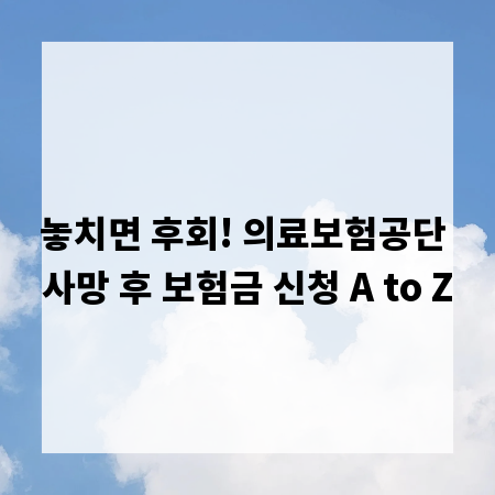 놓치면 후회! 의료보험공단 사망 후 보험금 신청 A to Z
