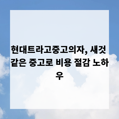 현대트라고중고의자, 새것 같은 중고로 비용 절감 노하우