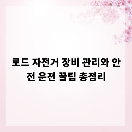 로드 자전거 장비 관리와 안전 운전 꿀팁 총정리