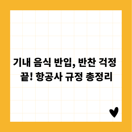 기내 음식 반입, 반찬 걱정 끝! 항공사 규정 총정리