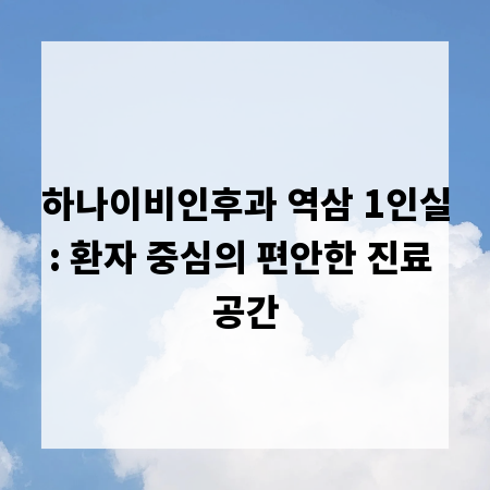 하나이비인후과 역삼 1인실: 환자 중심의 편안한 진료 공간