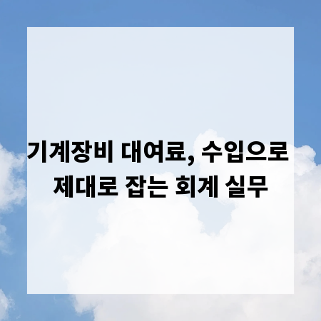 기계장비 대여료, 수입으로 제대로 잡는 회계 실무