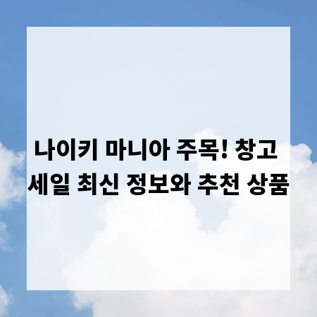 나이키 마니아 주목! 창고 세일 최신 정보와 추천 상품
