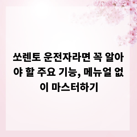 쏘렌토 운전자라면 꼭 알아야 할 주요 기능, 메뉴얼 없이 마스터하기