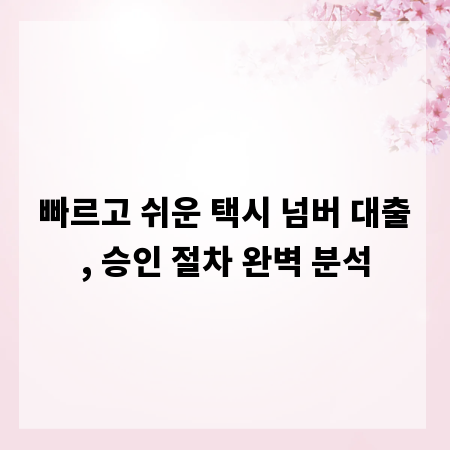 빠르고 쉬운 택시 넘버 대출, 승인 절차 완벽 분석