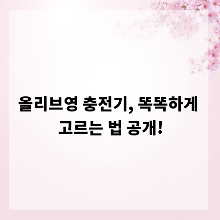올리브영 충전기, 똑똑하게 고르는 법 공개!