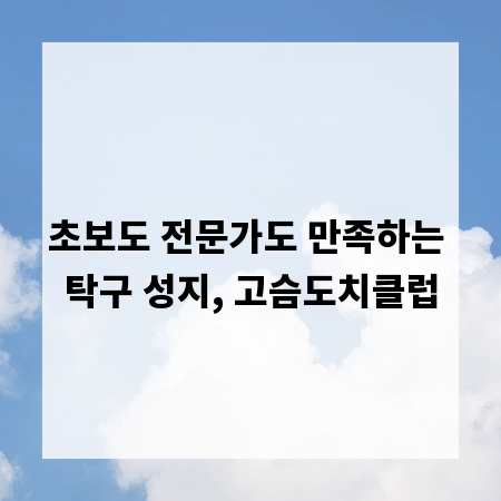 초보도 전문가도 만족하는 탁구 성지, 고슴도치클럽
