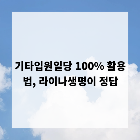 기타입원일당 100% 활용법, 라이나생명이 정답