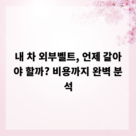 내 차 외부벨트, 언제 갈아야 할까? 비용까지 완벽 분석