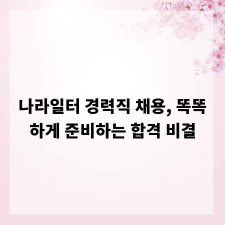 나라일터 경력직 채용, 똑똑하게 준비하는 합격 비결