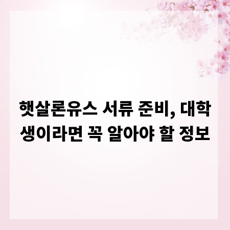 햇살론유스 서류 준비, 대학생이라면 꼭 알아야 할 정보