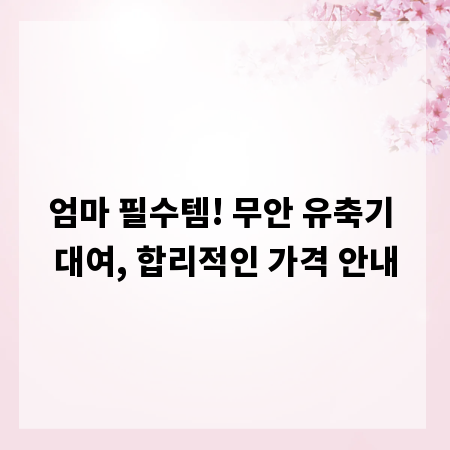 엄마 필수템! 무안 유축기 대여, 합리적인 가격 안내