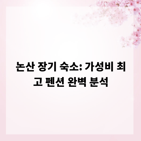 논산 장기 숙소: 가성비 최고 펜션 완벽 분석