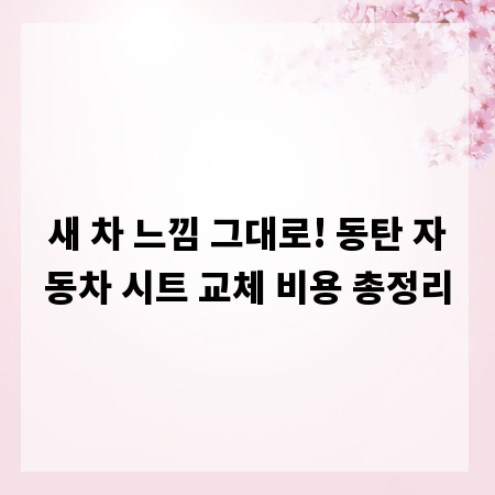 새 차 느낌 그대로! 동탄 자동차 시트 교체 비용 총정리