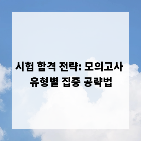 시험 합격 전략: 모의고사 유형별 집중 공략법