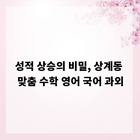 성적 상승의 비밀, 상계동 맞춤 수학 영어 국어 과외