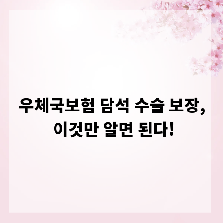 우체국보험 담석 수술 보장, 이것만 알면 된다!