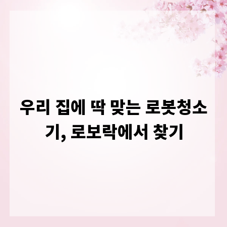 우리 집에 딱 맞는 로봇청소기, 로보락에서 찾기