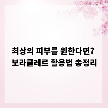 최상의 피부를 원한다면? 보라클레르 활용법 총정리