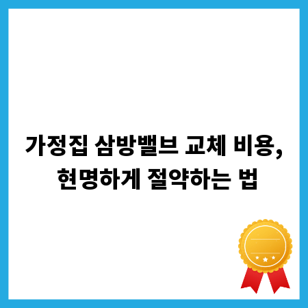 가정집 삼방밸브 교체 비용, 현명하게 절약하는 법