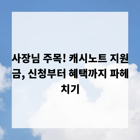사장님 주목! 캐시노트 지원금, 신청부터 혜택까지 파헤치기