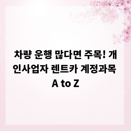 차량 운행 많다면 주목! 개인사업자 렌트카 계정과목 A to Z
