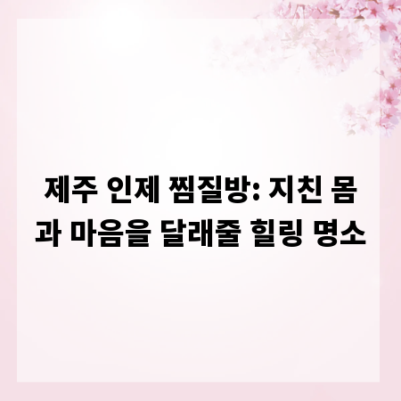 제주 인제 찜질방: 지친 몸과 마음을 달래줄 힐링 명소