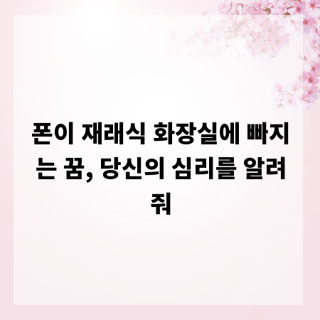 폰이 재래식 화장실에 빠지는 꿈, 당신의 심리를 알려줘