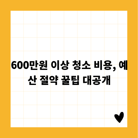 600만원 이상 청소 비용, 예산 절약 꿀팁 대공개