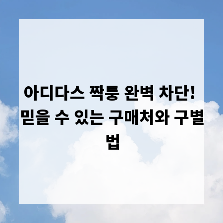 아디다스 짝퉁 완벽 차단! 믿을 수 있는 구매처와 구별법