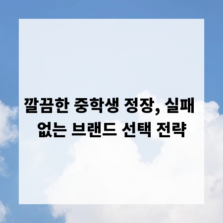깔끔한 중학생 정장, 실패 없는 브랜드 선택 전략