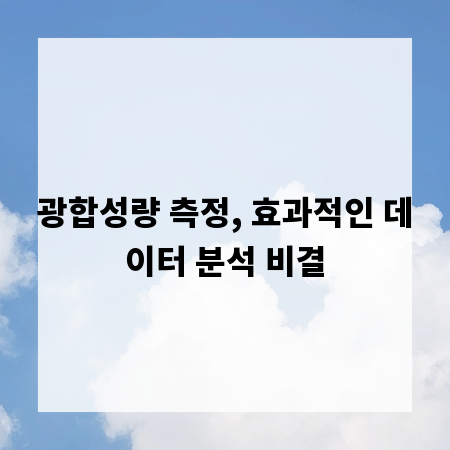 광합성량 측정, 효과적인 데이터 분석 비결