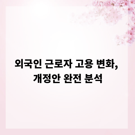 외국인 근로자 고용 변화, 개정안 완전 분석