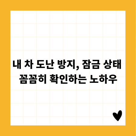 내 차 도난 방지, 잠금 상태 꼼꼼히 확인하는 노하우