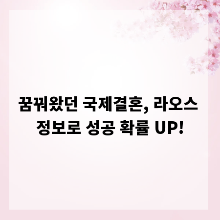 꿈꿔왔던 국제결혼, 라오스 정보로 성공 확률 UP!