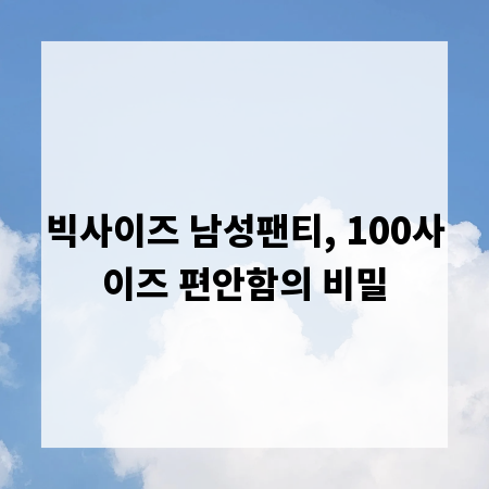 빅사이즈 남성팬티, 100사이즈 편안함의 비밀