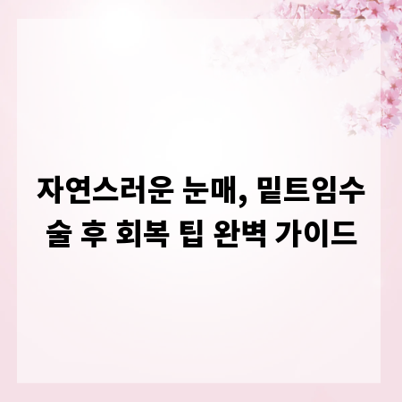 자연스러운 눈매, 밑트임수술 후 회복 팁 완벽 가이드