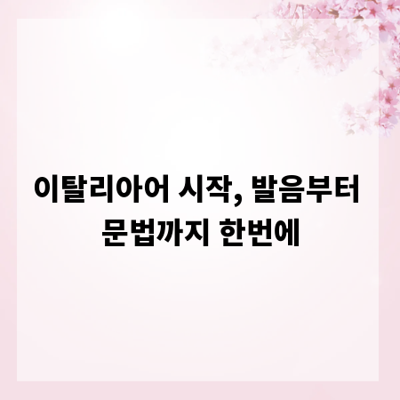 이탈리아어 시작, 발음부터 문법까지 한번에