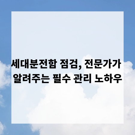 세대분전함 점검, 전문가가 알려주는 필수 관리 노하우