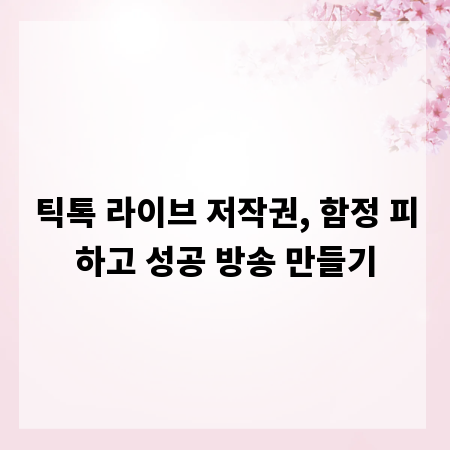 틱톡 라이브 저작권, 함정 피하고 성공 방송 만들기