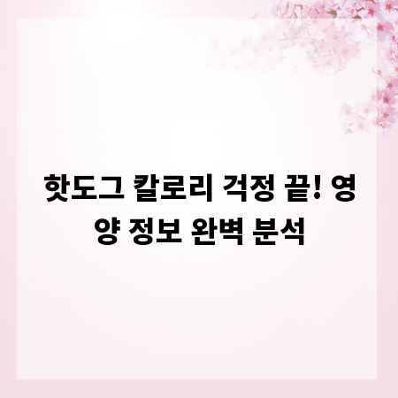 핫도그 칼로리 걱정 끝! 영양 정보 완벽 분석