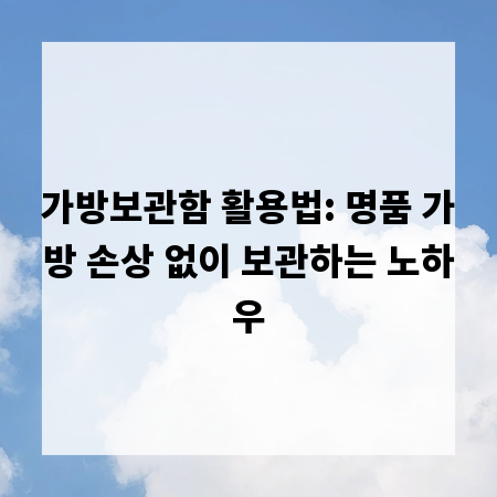 가방보관함 활용법: 명품 가방 손상 없이 보관하는 노하우