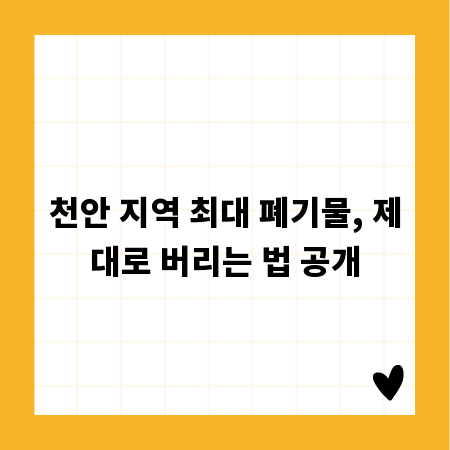천안 지역 최대 폐기물, 제대로 버리는 법 공개