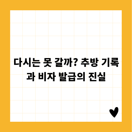다시는 못 갈까? 추방 기록과 비자 발급의 진실