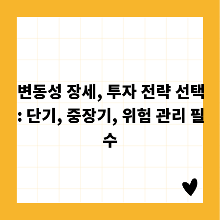변동성 장세, 투자 전략 선택: 단기, 중장기, 위험 관리 필수